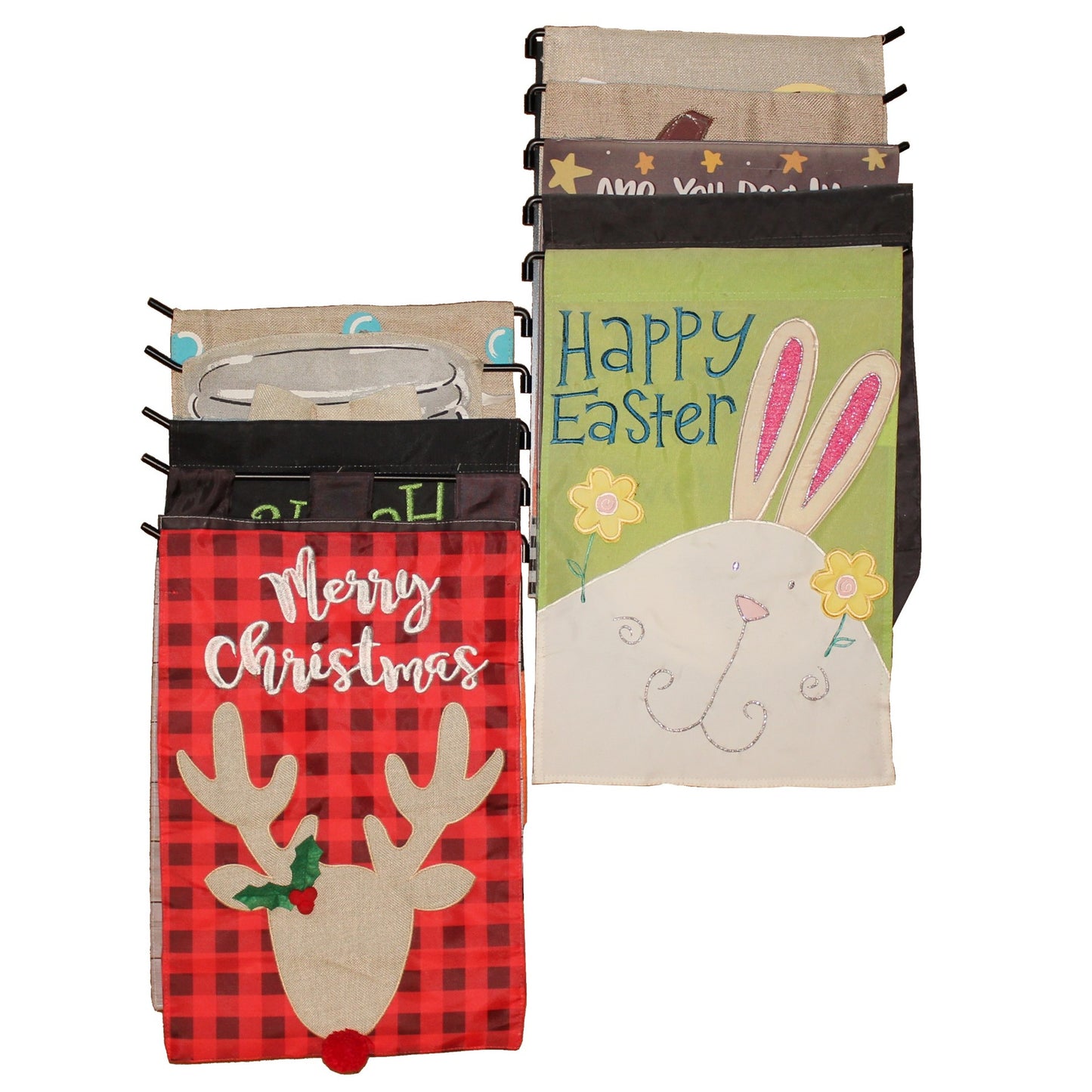Garden Flag Organizer & Storage Rack – Wall Mounted Yard Flag Holder for Seasonal Flags
